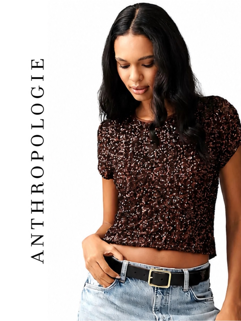 Anthropologie Maeve Sequin Tee